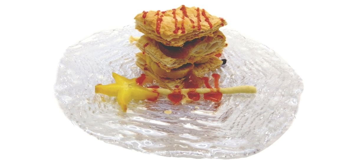 Milhojas de manzana y foie
